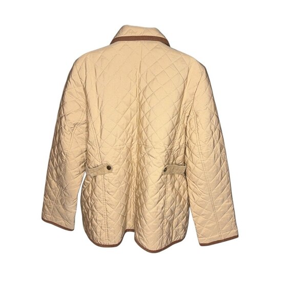 Joan Rivers Quilted Barn Jacket Khaki Brown Corduroy Detail Faux Suede Trim Sz L - Picture 8 of 16